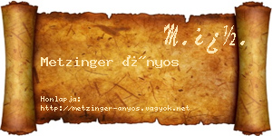Metzinger Ányos névjegykártya